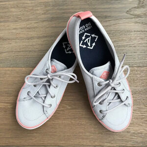 Sperry Crest Vibe SeaCycled Lace Up Casual Neutral Sneakers Grey Pink Sz 9 NWOT
